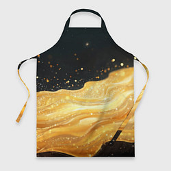 Фартук кулинарный Золотистая материя на черном фоне, цвет: 3D-принт