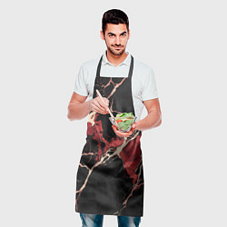 Фартук кулинарный Красно-черная потертая текстура, цвет: 3D-принт — фото 2