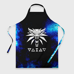 Фартук кулинарный Ведьмак лого синие краски, цвет: 3D-принт