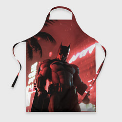 Фартук кулинарный Бэтмен красный ночной город, цвет: 3D-принт