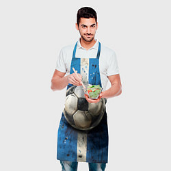 Фартук кулинарный Футбольный мяч на синем, цвет: 3D-принт — фото 2