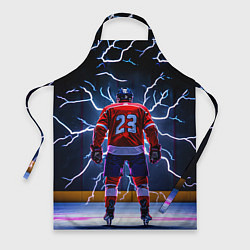 Фартук кулинарный Хоккеист и молния, цвет: 3D-принт