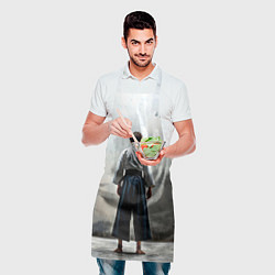 Фартук кулинарный Боец айкидо на сером, цвет: 3D-принт — фото 2