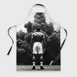 Фартук кулинарный Мухаммед Али в черном дыму, цвет: 3D-принт