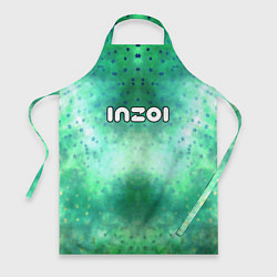 Фартук Inzoi белый логотип на зеленом фоне