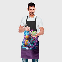 Фартук кулинарный Гитарист Том и вокалист Джерри - неоновое свечение, цвет: 3D-принт — фото 2
