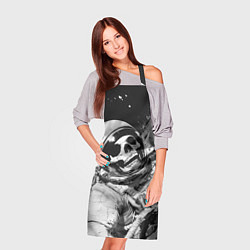 Фартук кулинарный Скелет в космосе черно-белый, цвет: 3D-принт — фото 2