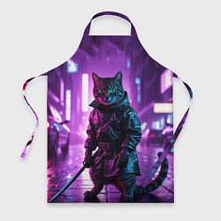 Фартук кулинарный Котик с катаной, цвет: 3D-принт