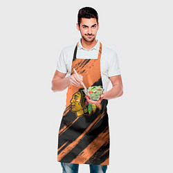 Фартук кулинарный Чикаго Блэкхокс - фон с оранжевыми потертостами, цвет: 3D-принт — фото 2