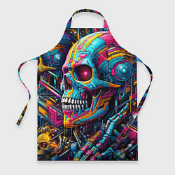 Фартук кулинарный Cyber skull - pattern, цвет: 3D-принт
