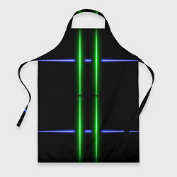 Фартук кулинарный Neon black light blue green line, цвет: 3D-принт