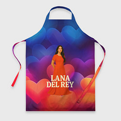 Фартук кулинарный Lana Del Rey на фоне сердечек, цвет: 3D-принт