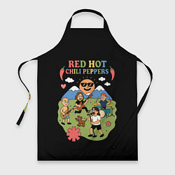 Фартук кулинарный Red Hot Chili Peppers, мультяшный стиль, цвет: 3D-принт