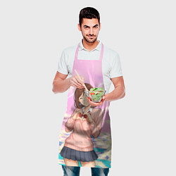 Фартук кулинарный Сиратори Айра делает сердечко руками - Дандадан, цвет: 3D-принт — фото 2