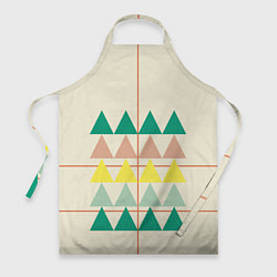 Фартук кулинарный Абстрактный лес пирамидки с однотоном, цвет: 3D-принт