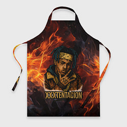 Фартук кулинарный XXXTentacion на фоне огня, цвет: 3D-принт