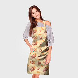 Фартук кулинарный Хеллоуин с тыквой и листьями, цвет: 3D-принт — фото 2