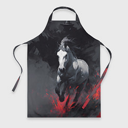 Фартук кулинарный Белая лошадь на фоне мазков краски, цвет: 3D-принт