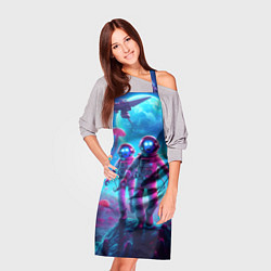 Фартук кулинарный Астронавты Морти и Рик на планете розовых неоновых, цвет: 3D-принт — фото 2