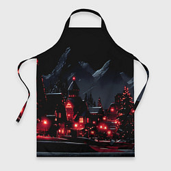 Фартук кулинарный Новогодняя ночь и красные гирлянды, цвет: 3D-принт