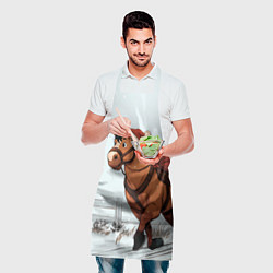 Фартук кулинарный Лошадка везет новогодние подарки, цвет: 3D-принт — фото 2