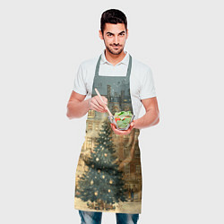 Фартук кулинарный Новогодний старый город, цвет: 3D-принт — фото 2