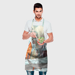 Фартук кулинарный Милый новогодний дворик, цвет: 3D-принт — фото 2