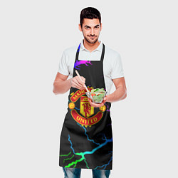 Фартук кулинарный Манчестер Юнайтед неоновые молнии, цвет: 3D-принт — фото 2