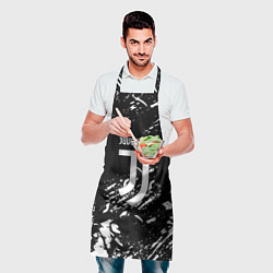 Фартук кулинарный Juventus белые штрихи красок, цвет: 3D-принт — фото 2