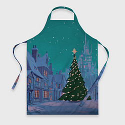Фартук Зеленая новогодняя елка во вдоре