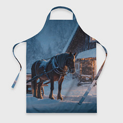 Фартук кулинарный Лошадь у избы, цвет: 3D-принт