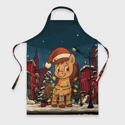 Фартук кулинарный Лошадка в новогодней гирлянде, цвет: 3D-принт