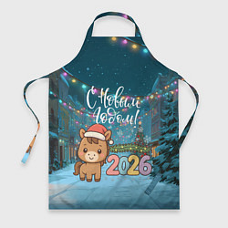 Фартук кулинарный Новогодняя лошадка 2026 год, цвет: 3D-принт