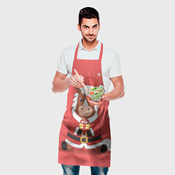 Фартук кулинарный Новогодняя лошадка с подарком, цвет: 3D-принт — фото 2