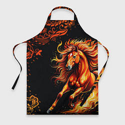Фартук кулинарный Огненный конь в русской хохломе, цвет: 3D-принт