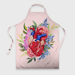 Фартук кулинарный Цветочное сердце, цвет: 3D-принт
