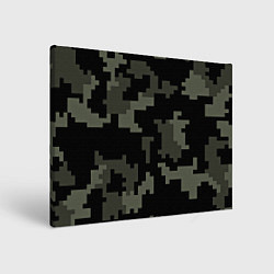 Холст прямоугольный Камуфляж пиксельный: черный/серый, цвет: 3D-принт