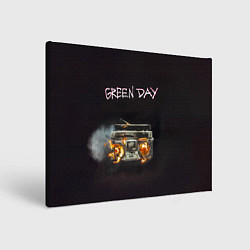 Холст прямоугольный Green Day магнитофон в огне, цвет: 3D-принт