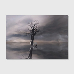 Холст прямоугольный Черное древо и белый лис, цвет: 3D-принт — фото 2