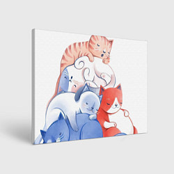Холст прямоугольный Стая котиков, цвет: 3D-принт