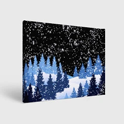 Холст прямоугольный Снежная ночь в зимнем лесу, цвет: 3D-принт