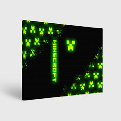 Холст прямоугольный MINECRAFT NEON LOGO CREEPER, цвет: 3D-принт