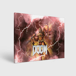 Холст прямоугольный Брутальный DoomGay Hell rock, цвет: 3D-принт