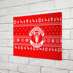 Холст прямоугольный FC Manchester United: Новогодний узор, цвет: 3D-принт — фото 2