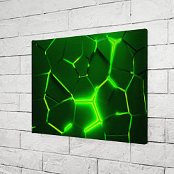 Холст прямоугольный 3D ПЛИТЫ НЕОН NEON GREEN HEXAGON РАЗЛОМ, цвет: 3D-принт — фото 2