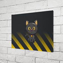 Холст прямоугольный Черный кот желтые полосы, цвет: 3D-принт — фото 2