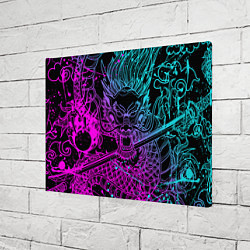 Холст прямоугольный НЕОНОВЫЕ ДРАКОНЫ NEON DRAGON БРЫЗГИ КРАСОК, цвет: 3D-принт — фото 2