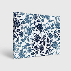 Холст прямоугольный Гжелевые цветы, цвет: 3D-принт
