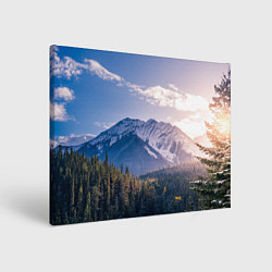 Холст прямоугольный Горы Лес Солнце, цвет: 3D-принт