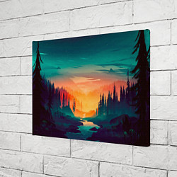 Холст прямоугольный Лес на закате природа, цвет: 3D-принт — фото 2